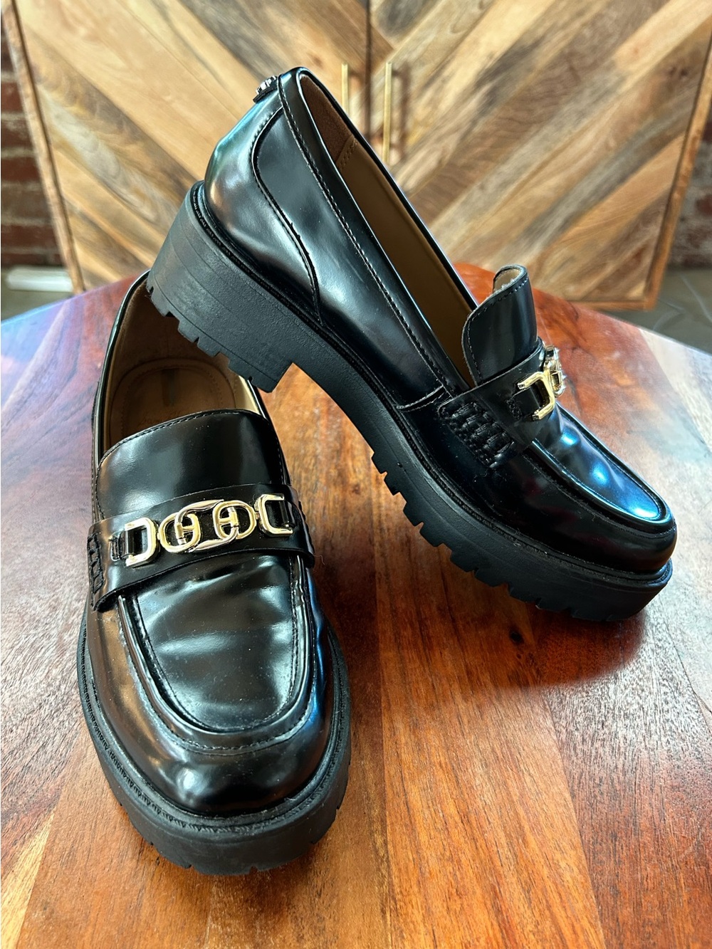 Sam Edelman Teagan Lug Sole Leather Loafers - Size 7.5